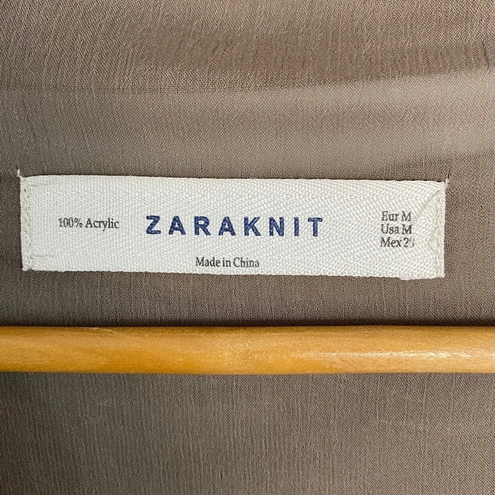 Zara‎ Knit Women's Open Front Knit Cardigan Wrap Long Sleeve Lined Size Medium - Picture 2 of 10